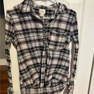 Daytrip Black and White Plaid Shirt